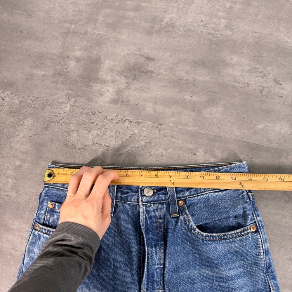 Levis Ribcage Straight Ankle Jeans Womens 27 Blue Distressed Premium High Rise - Picture 6 of 13
